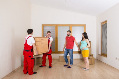 Moving team reviewing a complaint report before a relocation