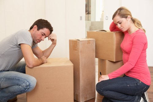 Professional movers managing access challenges in an Ilford building